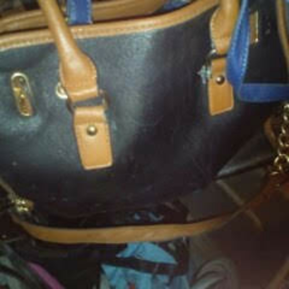 Dasein Black and Brown Medium Leather Shoulder Strap Purse
